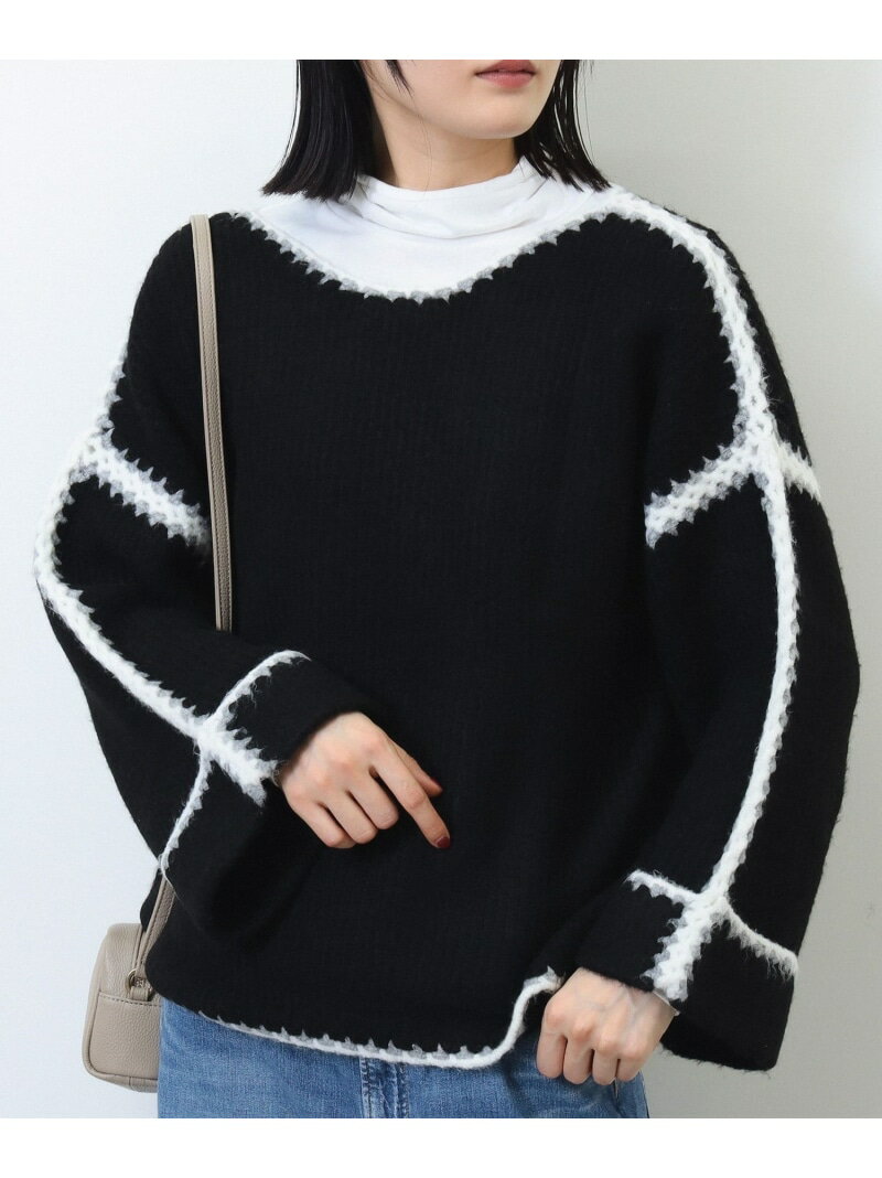 ビームス セーター レディース BEAMS HEART / ハンドステッチ プルオーバー BEAMS HEART WOMEN ビームス ハート トップス ニット ブラック ホワイト グレー【送料無料】[Rakuten Fashion]