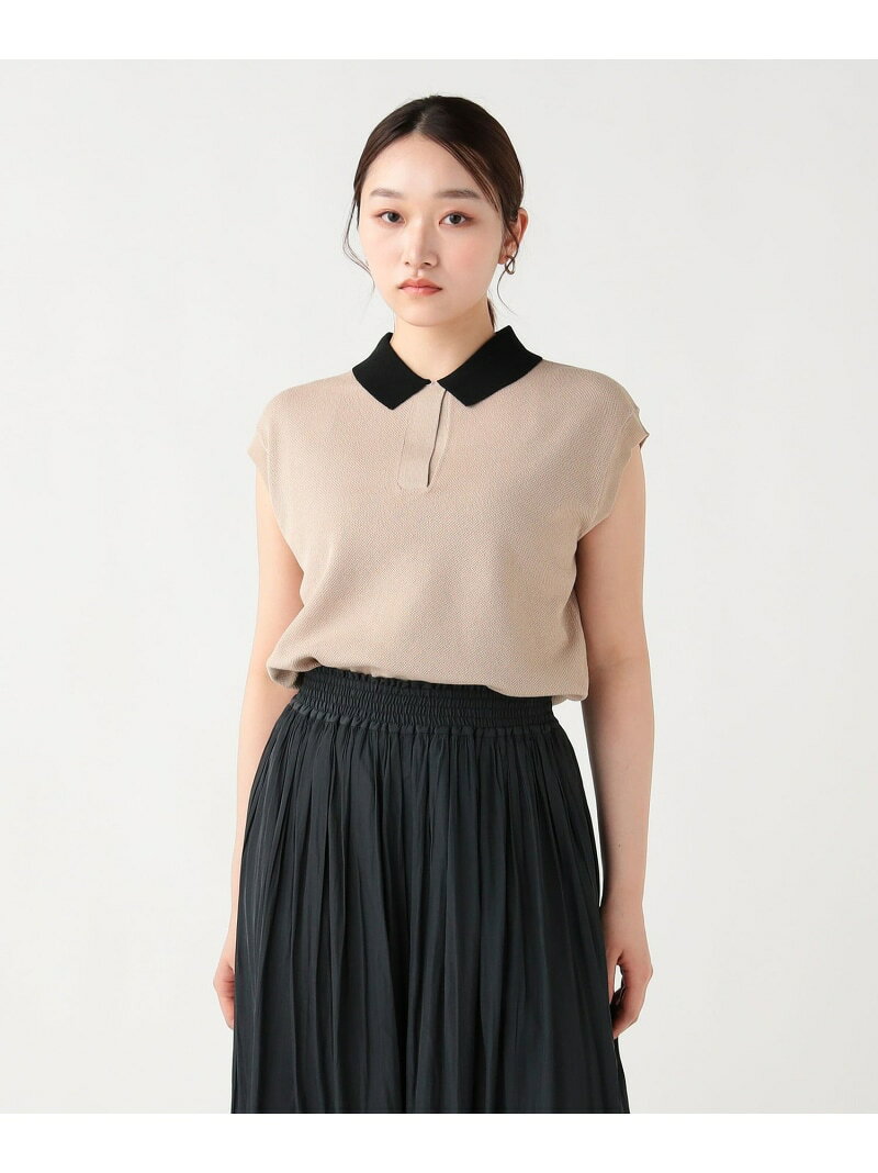 ニットソー ポロ BEAMS HEART WOMEN ビームス ハート トップス ポロシャツ ブラック ベージュ ネイビー ホワイト【先行予約】*【送料無料】[Rakuten Fashion]