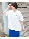 FRED PERRY Ray BEAMS / 別注 Reluxed Pique T-shirt Ray BEAMS ビームス ウイメン トップス カットソー Tシャツ ホワイト ブラック【先行予約】 【送料無料】 Rakuten Fashion