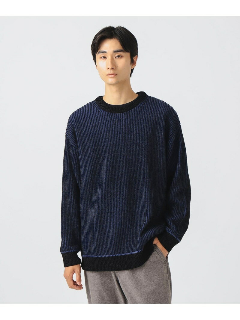 アゼ プレーティング クルーネック ニット BEAMS HEART MEN ビームス ハート トップス ニット ブラック..