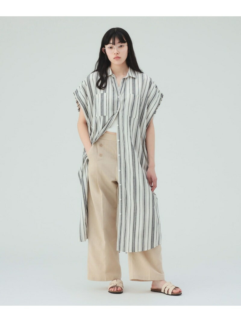 オーバーショルダー ワンピース BEAMS HEART WOMEN ビームス ハート ワンピース・ドレス その他のワンピース・ドレス ネイビー ベージュ【送料無料】[Rakuten Fashion]