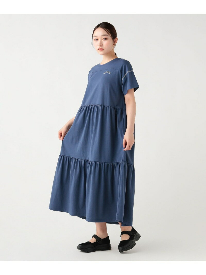 カット ティアード ロゴワンピース 26SS ウォッシャブル 旅行 BEAMS HEART WOMEN ビームス ハート ワンピース・ドレス ワンピース グリーン ブルー ブラック【送料無料】[Rakuten Fashion]