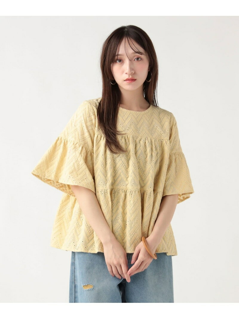 ティアード 総刺繍 ブラウス BEAMS HEART WOMEN ビームス ハート トップス シャツ・ブラウス ブラック イエロー ホワイト【先行予約】*【送料無料】[Rakuten Fashion]