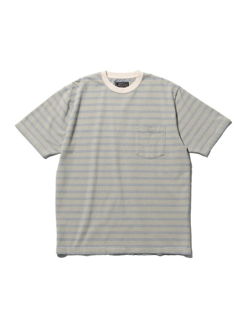 BEAMS PLUS｜Pocket Tee Pin Stripe｜メンズ トップス Tシャツ カットソー 半袖｜ピンストライプ 配色｜コットン 天竺編み 柔らかい質感｜スタンダードフィット｜水洗い可能｜春夏 BEAMS PLUS ビームス メン トップス カットソー・Tシャツ グリ【送料無料】[Rakuten Fashion]