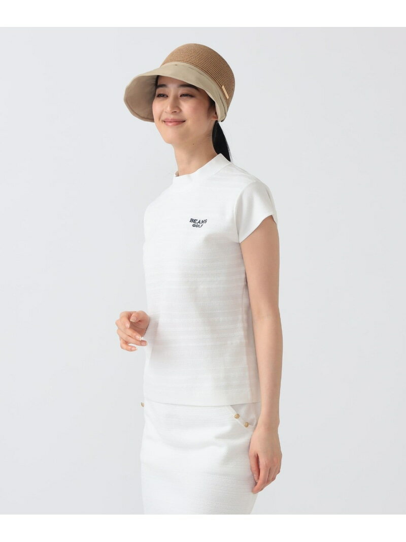 PURPLE LABEL / ケーブル ボーダー ニット モックネック BEAMS GOLF PURPLE LABEL ビームス ゴルフ トップス カットソー・Tシャツ ホワイト ネイビー【送料無料】[Rakuten Fashion]