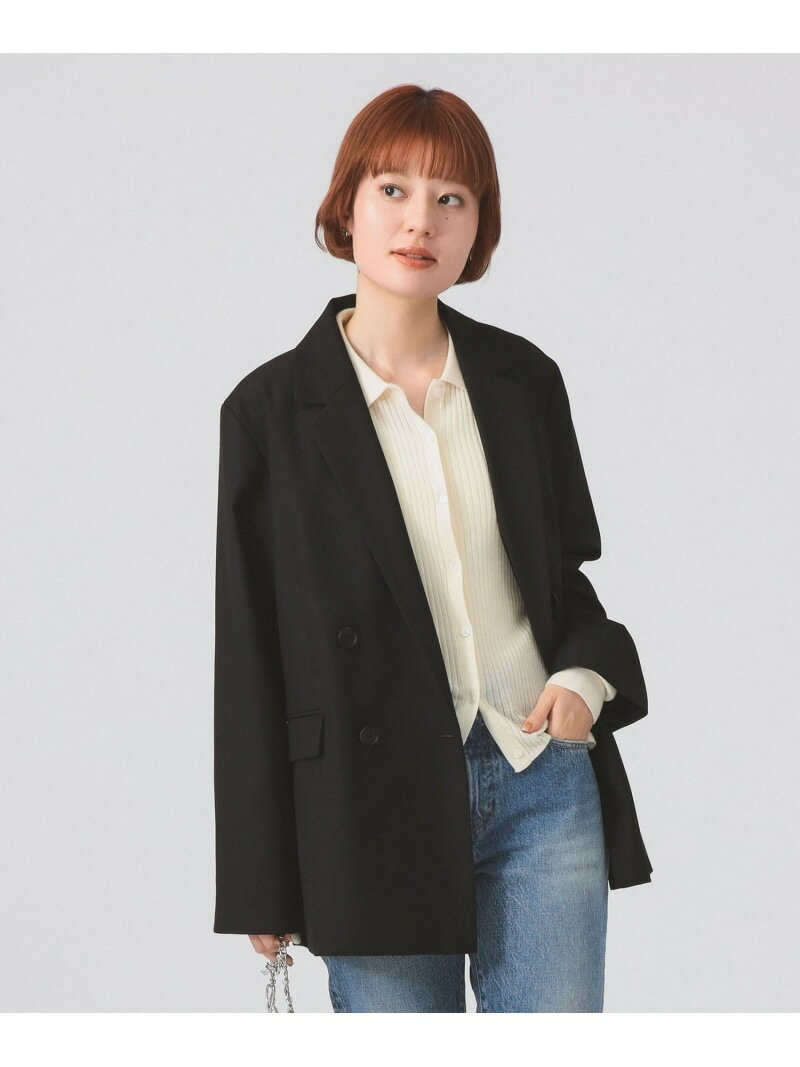 4ボタン ダブル テーラード ジャケット ライトアウター Ray BEAMS ビームス ウイメン ジャケット・アウター その他のジャケット・アウター ブラウン ブラック【送料無料】[Rakuten Fashion]