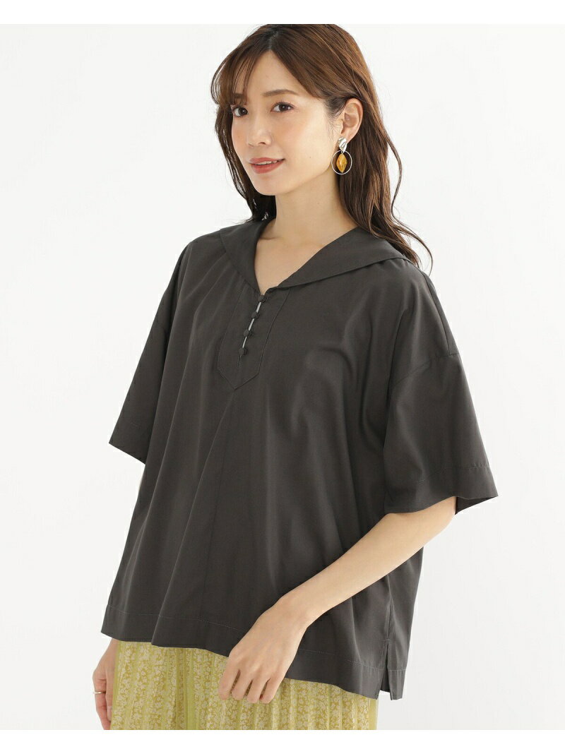 【SALE／10%OFF】BEAMS HEART / 前釦 セーラーカラー ブラウス BEAMS HEART ビームス ハート シャツ/ブラウス シャツ/ブラウスその他 ブラック ホワイト グリーン【RBA_E】【送料無料】[Rakuten Fashion]