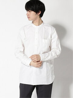 Broadcloth Popover Band Collar Shirt 11-11-0845-139: White Broadcloth Popover Band Collar Shirt 11-11-0845-139: White