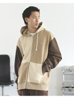 [Rakuten Fashion]Champion × BEAMS / 別注 パネル ジップ パーカ BEAMS MEN ビームス メン カットソー スウェット ブラウン