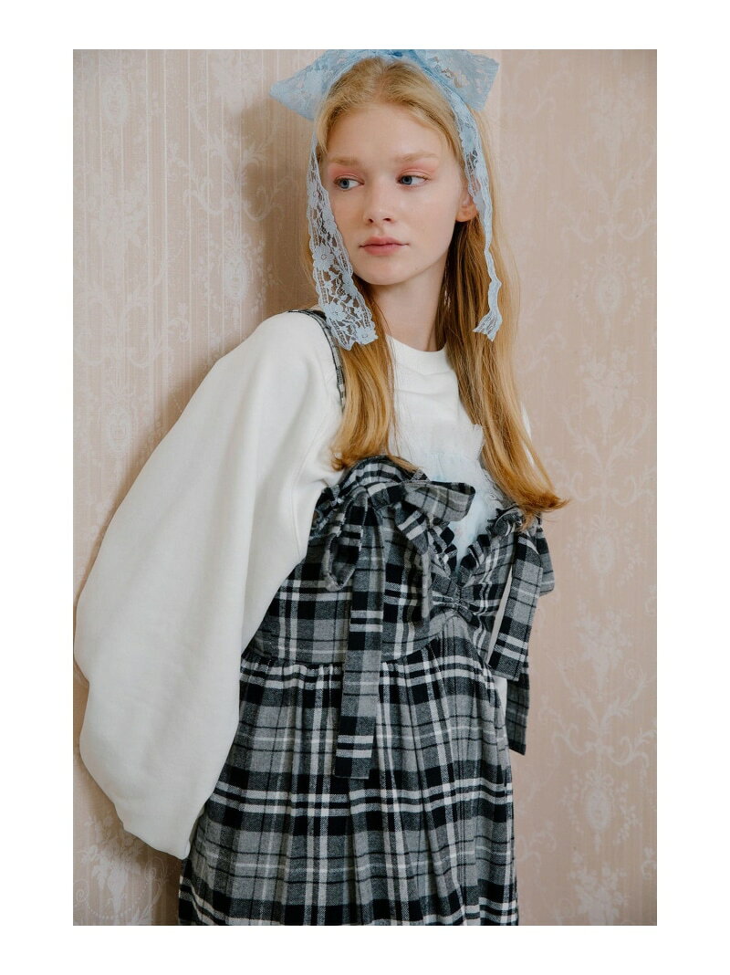 Checkered Ribbon Frill Jumpsuit by CAROLINA GLASER. Green. [Pre-order] *[Free Shipping] [Rakuten Fashion]