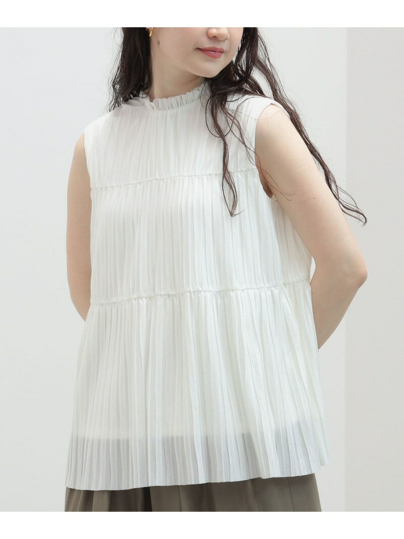 【SALE／20%OFF】ハイネックプリーツ ブラウス 25SS ノースリーブ BEAMS HEART WOMEN ビームス ハート トップス シャツ・ブラウス パープル グリーン ホワイト ブラック【RBA_E】【送料無料】[Rakuten Fashion]のサムネイル