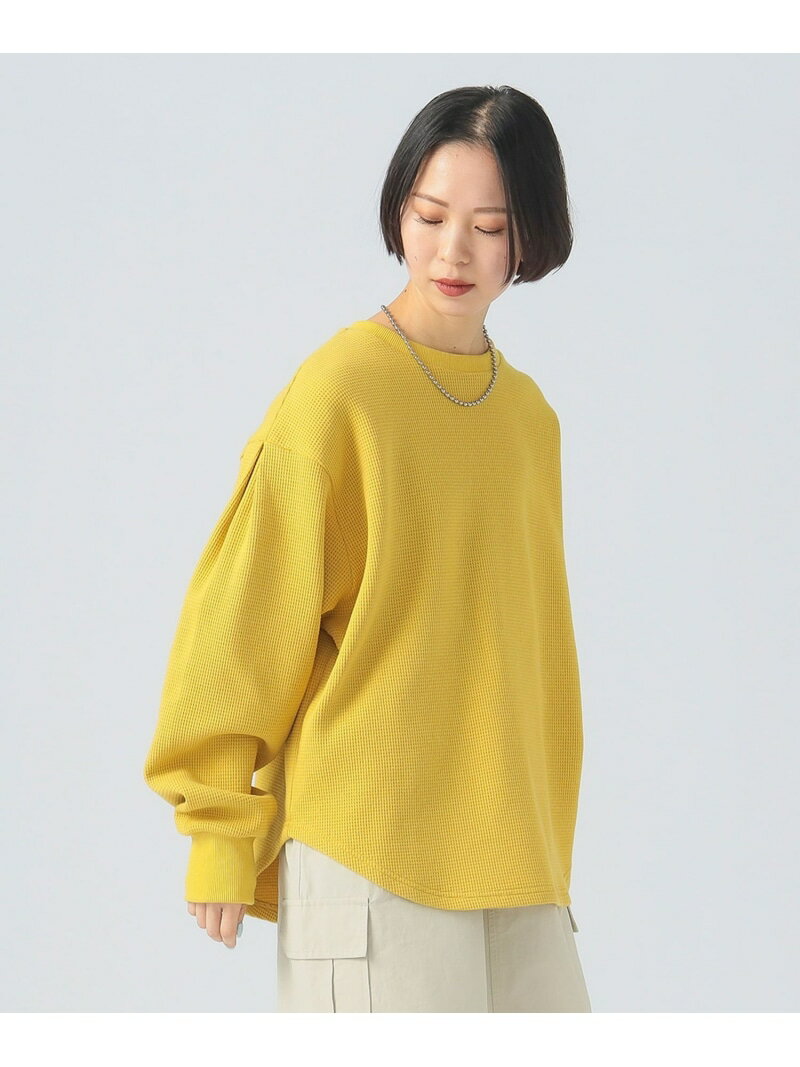 【SALE／50%OFF】【秋まで使える】【洗濯機洗い可】ワッフル ロングスリーブTシャツ 25SS 長袖 BEAMS HEART WOMEN ビームス ハート トップス カットソー・Tシャツ イエロー ホワイト グレー【RBA_E】[Rakuten Fashion]のサムネイル