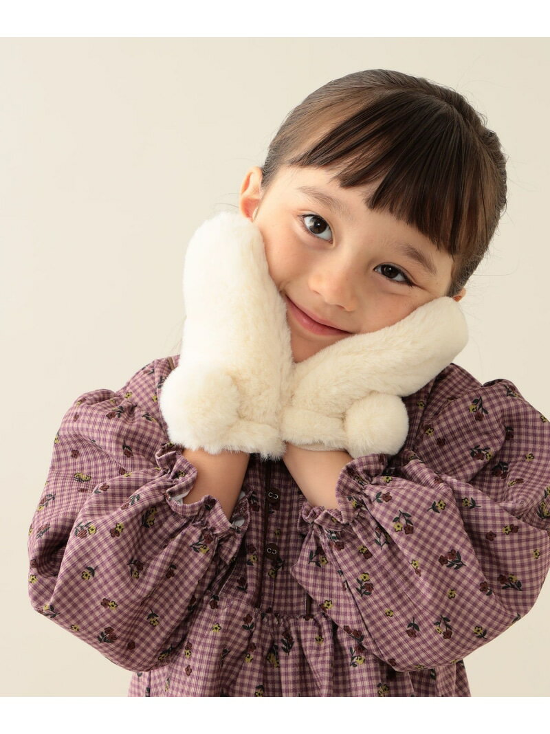 フェイクファー ミトン 25AW ギフト プレゼント クリスマス ホリデー BEAMS mini ビームス ミニ ファッション雑貨 手袋 ホワイト ブラック ブラウン[Rakuten Fashion]