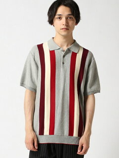 Stripe Cotton Polo Sweater 11-02-0335-048: Grey Stripe Cotton Polo Sweater 11-02-0335-048: Grey