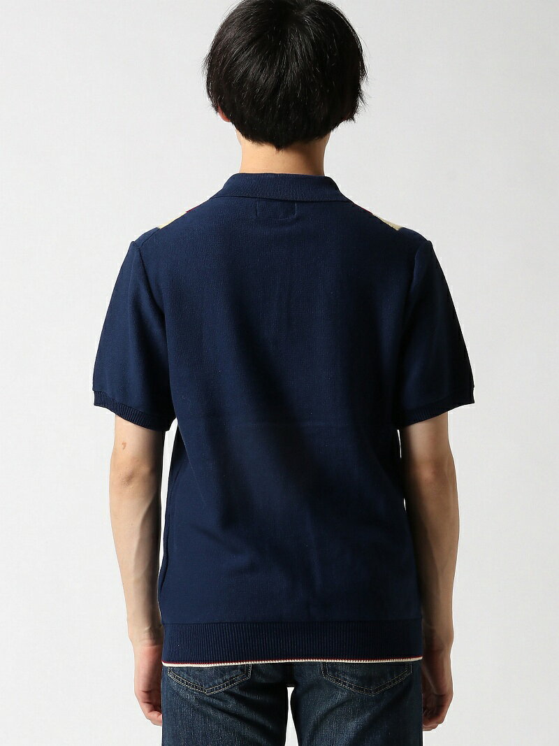 Stripe Cotton Polo Sweater 11-02-0335-048: Navy