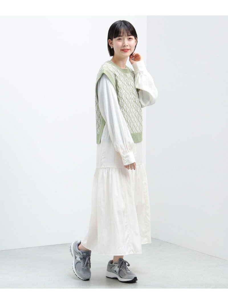 【SALE／40 OFF】BEAMS HEART / ジャカードベスト レイヤード ワンピース BEAMS HEART WOMEN ビームス ハート ワンピース ドレス その他のワンピース ドレス ホワイト ベージュ グリーン【RBA_E】【送料無料】 Rakuten Fashion