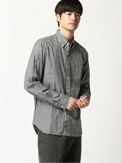 Twill Gingham Buttondown Shirt 11-11-3448-139: Black Twill Gingham Buttondown Shirt 11-11-3448-139: Black