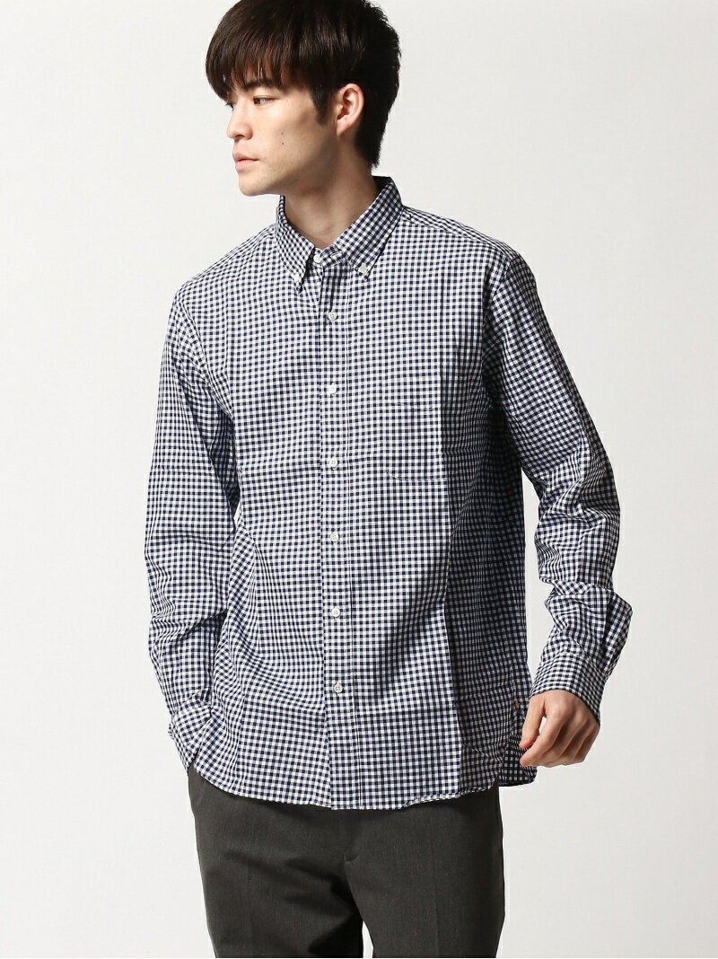 Twill Gingham Buttondown Shirt 11-11-3448-139: Navy