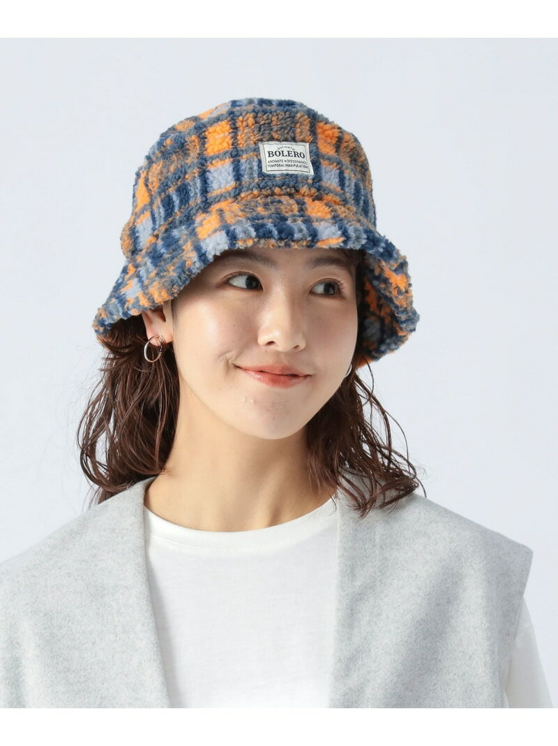 チェック ボア バケットハット BEAMS HEART WOMEN ビームス ハート 帽子 ハット ネイビー ブラック ホワイト【先行予約】*【送料無料】[Rakuten Fashion]のサムネイル