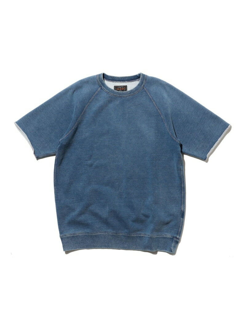 BEAMS PLUS｜Sweat Short Sleeve Cut-Off Indigo｜メンズ トップス スウェット 半袖｜インディゴ染め 日本製 裏毛｜カットオフ仕様 ロックステッチ｜春夏｜コットン100% BEAMS PLUS ビームス メン トップス スウェット・トレーナー ネイビー【送料無料】[Rakuten Fashion]