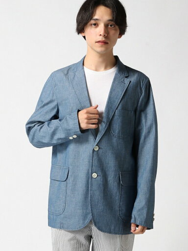 Chambray Sack Sport Coat 11-16-1323-139: Blue Chambray Sack Sport Coat 11-16-1323-139: Blue