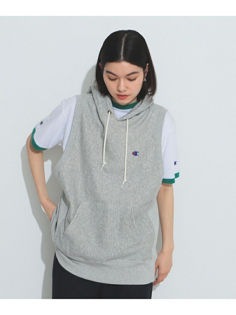 Champion × BEAMS BOY / 別注 リバースウィーブ(R) パーカー ベスト チャンピオン アウトドア 別注アイテム BEAMS BOY ビームス ウイメン トップス ベスト・ジレ ベージュ ネイビー【送料無料】[Rakuten Fashion]のサムネイル