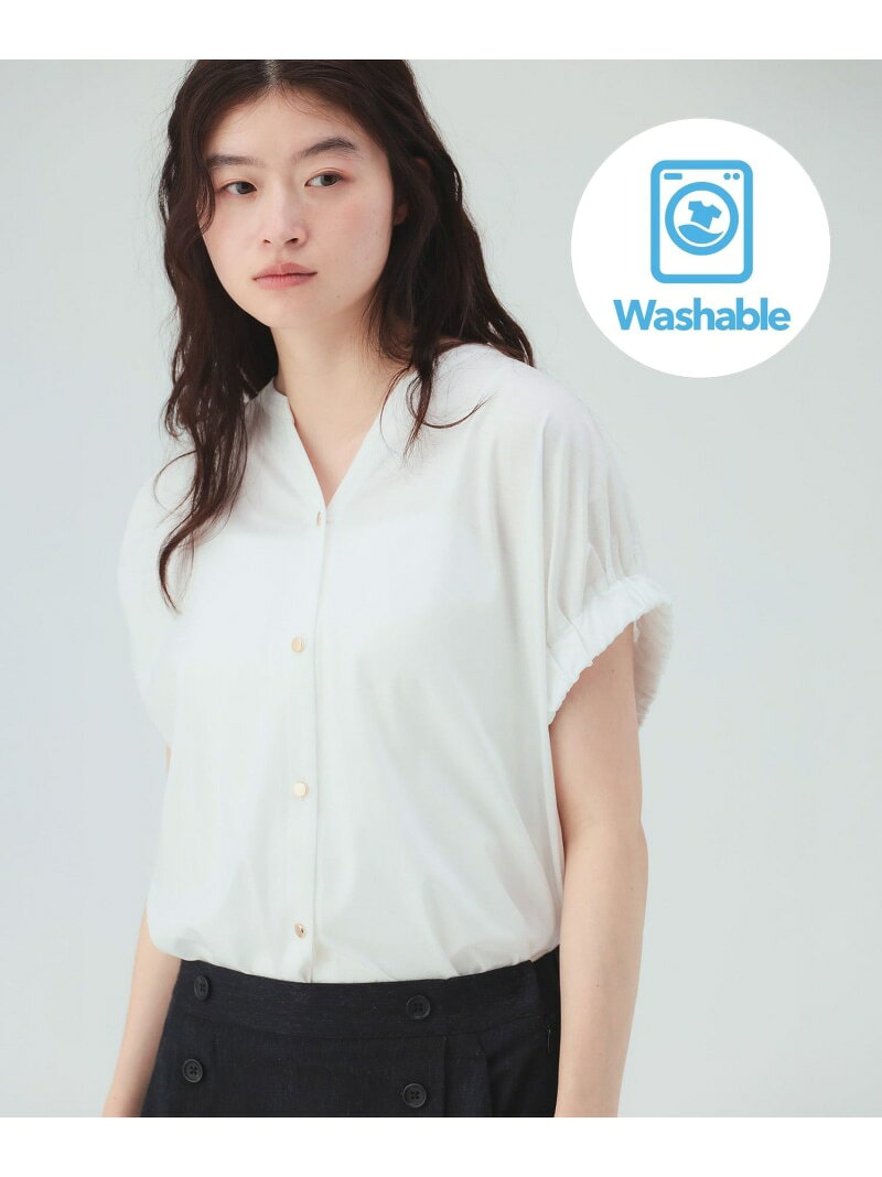 【SALE／20%OFF】【7/2新規値下げ】スキッパーネック シルケット カットソー 26SS ウォッシャブル オンオフ兼用 洗える イージーケア きれいめ お仕事 ブラウス見え キーネック BEAMS HEART WOMEN ビームス ハート トップス シャツ・ブラウス ブラ【RBA_E】[Rakuten Fashion] beams-10094056 BEAMS/ビームス サンプル画像2