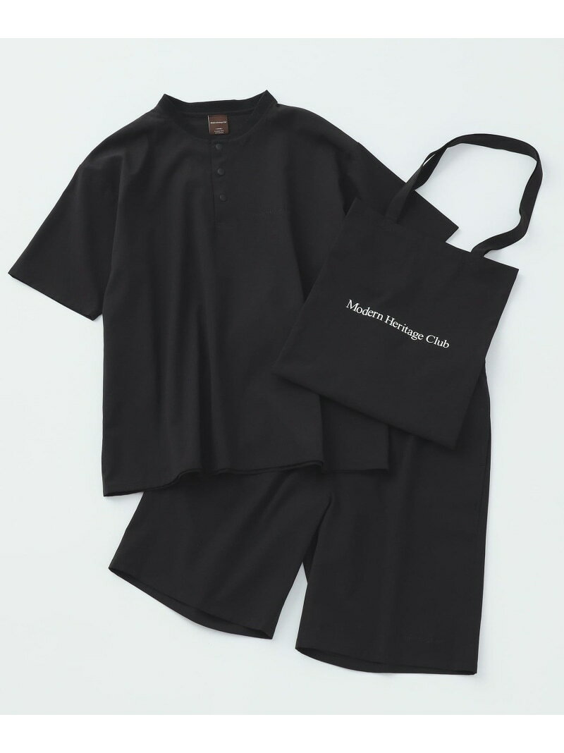 乐天商城 - ドライタッチ セットアップ & トートバッグ(吸水速乾) BEAMS HEART MEN ビームス ハート トップス カットソー・Tシャツ グレー ブラック【送料無料】[Rakuten Fashion]