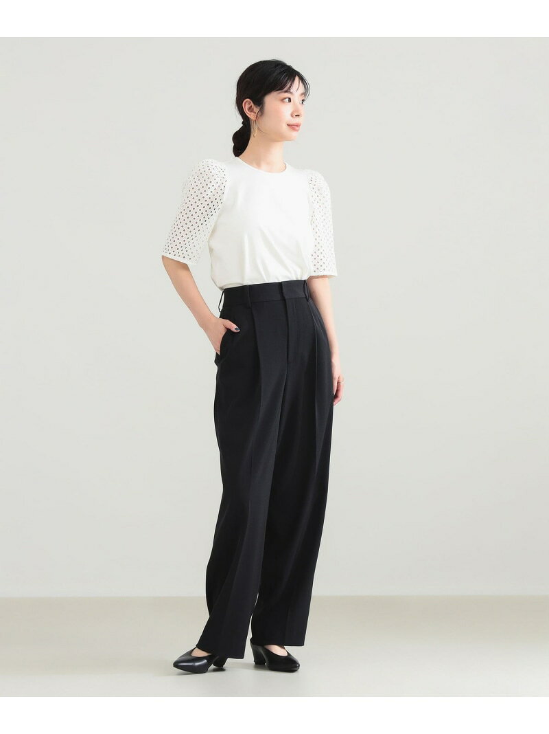 【SALE／40%OFF】刺繍レース スリーブ Tシャツ Demi-Luxe BEAMS デミルクス ビームス トップス カットソー・Tシャツ ホワイト ネイビー【RBA_E】【送料無料】[Rakuten Fashion] beams-10096539 BEAMS/ビームス サンプル画像3