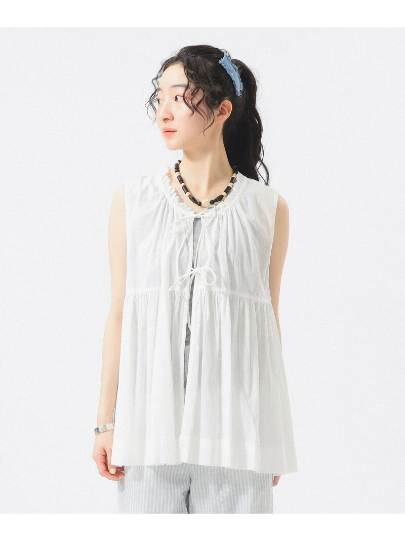 【SALE／30%OFF】コットン ギャザー ノースリーブ＜手洗い可/前後2WAY/サイズ展開/通気性快適/人気＞ BEAMS BOY ビームス ウイメン トップス シャツ・ブラウス ホワイト ピンク ネイビー【RBA_E】【送料無料】[Rakuten Fashion] beams-10093773 BEAMS/ビームス サンプル画像2