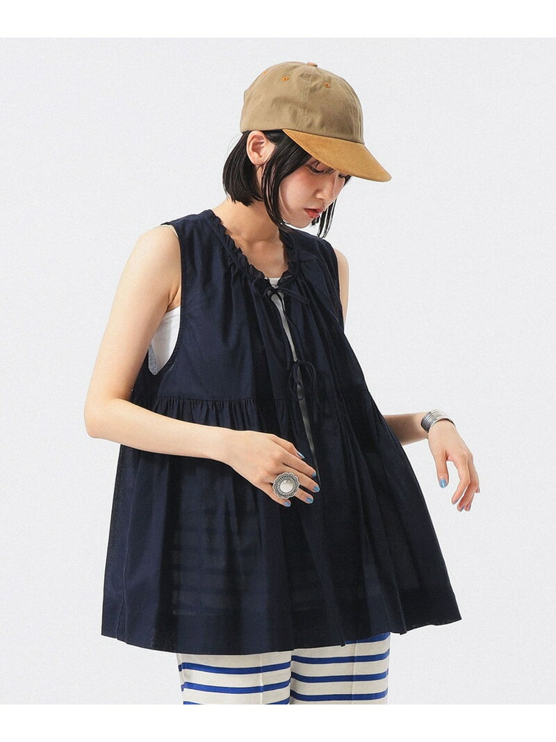 【SALE／30%OFF】コットン ギャザー ノースリーブ＜手洗い可/前後2WAY/サイズ展開/通気性快適/人気＞ BEAMS BOY ビームス ウイメン トップス シャツ・ブラウス ホワイト ピンク ネイビー【RBA_E】【送料無料】[Rakuten Fashion] beams-10093773 BEAMS/ビームス サンプル画像3