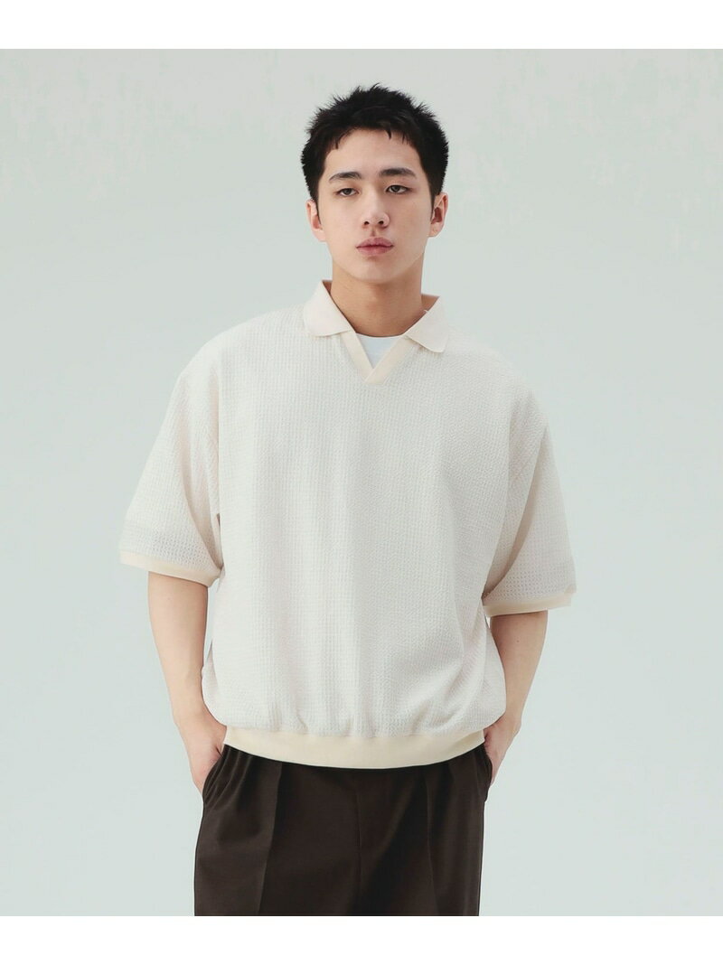 メッシュ スキッパー ポロシャツ BEAMS HEART MEN ビームス ハート トップス ポロシャツ ホワイト ブラック【送料無料】[Rakuten Fashion]