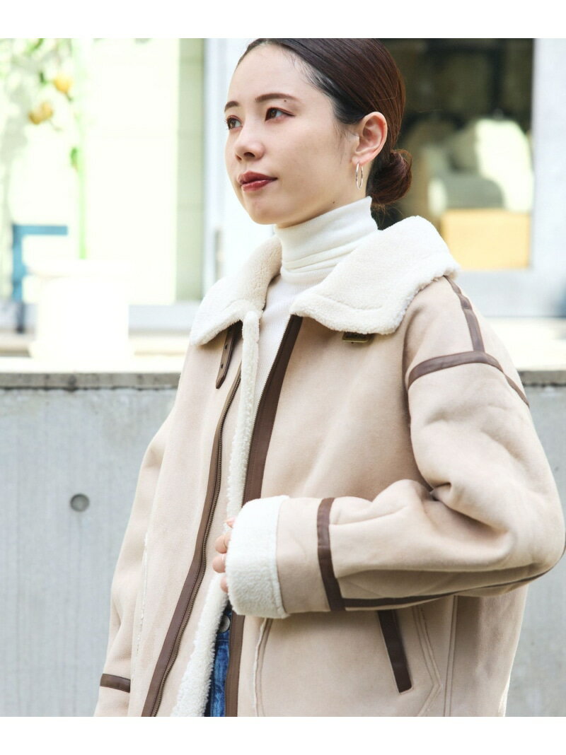 フェイク ムートン フライト ジャケット BEAMS HEART WOMEN ビームス ハート ジャケット・アウター ブルゾン・ジャンパー ベージュ ブラウン ブラック【送料無料】[Rakuten Fashion]のサムネイル