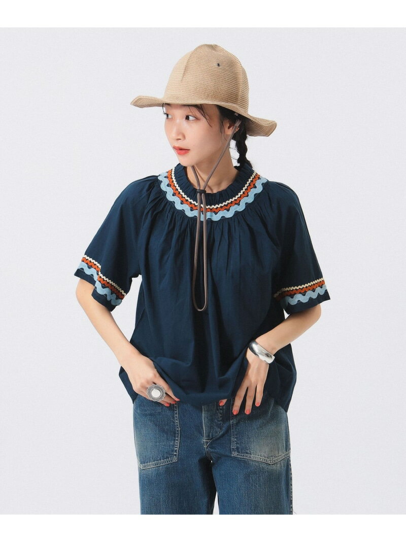 【セットアップ可能】【別注】trepied / テープ ギャザー スモック BEAMS BOY ビームス ウイメン トップス シャツ・ブラウス ホワイト ネイビー【送料無料】[Rakuten Fashion]