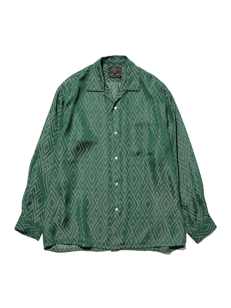 Open Collar Cupro Dot Zigzag Pattern BEAMS PLUS ビームス メン トップス シャツ・ブラウス グリーン ネイビー【送料無料】[Rakuten Fashion]