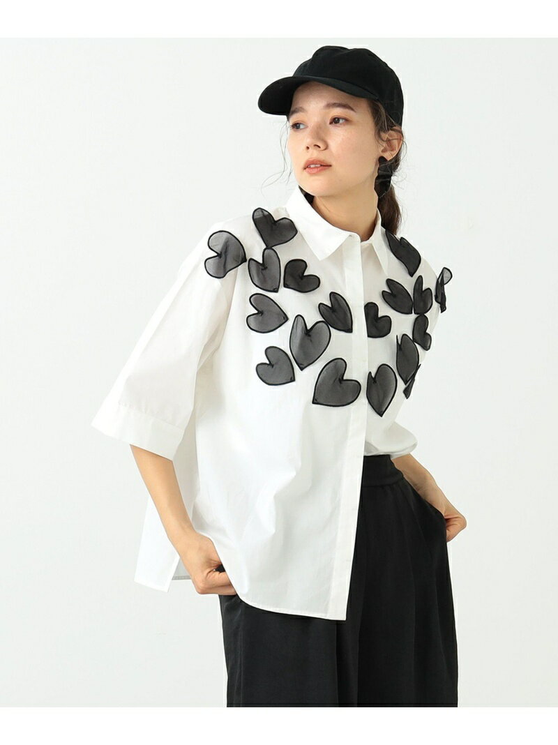 【SALE／10%OFF】【人気急上昇中！】CAROLINA GLASER / ハートモチーフ シャツ ハートマーク CAROLINA GLASER カロリナ グレイサー トップス シャツ・ブラウス グレー【RBA_E】【送料無料】[Rakuten Fashion]のサムネイル