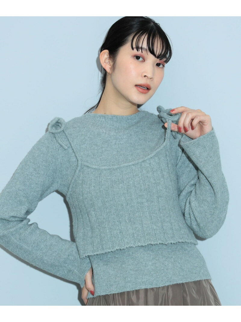 リボンキャミベスト * プルオーバー(セットアイテム) 24AW BEAMS HEART WOMEN ビームス ハート トップス ニット ベージュ ブルー【送料無料】[Rakuten Fashion]