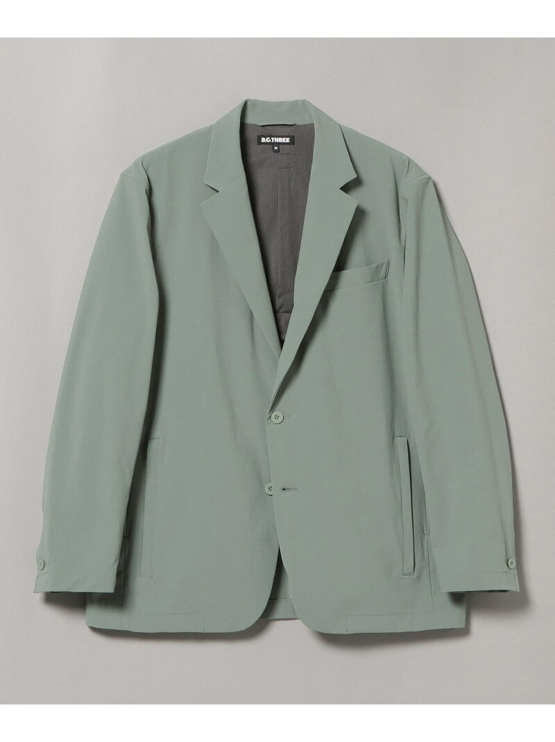 【予約商品について】 ※「先行予約販売中」「予約販売中」をご注文の際は予約商品についてをご確認ください。■重要なお知らせ※ 当店では、ギフト配送サービス及びラッピングサービスを行っておりません。ラッピング・ギフト配送について同時に複数の商品を注文された場合メーカー希望小売価格について置き配についてご利用ガイドBEAMS GOLF（ビームス ゴルフ）B.G.THREE / ゴルファーズ ジャケットオン・オフ対応可能な1着耐摩耗性に優れる『CORDURA（R)』糸を使用した、撥水2WAYストレッチナイロンのライトジャケット。春夏シーズンに嬉しい、自宅で手洗い可能なイージーケアアイテム。背抜きメッシュ裏地部分にコンパクトに収納でき持ち運びも便利です。シェイプのないボックス型シルエットを採用したノーベントモデル。左胸に箱ポケット、袖口は1つボタンの本開き、3面体切り替えのフロント側シームにはベンチレーション用のコンシールファスナーを配し、開閉して衣服内の蒸れをコントロールできます。手を入れやすいファスナー付き腰ポケットが程よいカジュアル感をプラス。ドレスコードのあるゴルフ場までの移動や、ラウンド予定のある出張にもおすすめです。Model：H182B92W75H92　Size:LB.G.THREE/ビージースリー「街」と「家」と「ゴルフ」をシームレスにつなぐ、シンプルかつ機能的なゴルフウェアを発信するオリジナルライン。ターフの上はもちろんオフの街歩きからビジネスミーディングにいたるまで、多様なシーンに対応する洗練されたデザインが特徴。X世代のゴルファーに向けて、ミニマルかつ上質な、マインドフルネスへと導くスタイルを提案します。型番：84-18-0020-803-15-16 KH5960【採寸】サイズ着丈肩幅身幅そで丈S70.1cm43.9cm55.5cm59.8cmM71.0cm46.0cm57.0cm61.4cmL73.3cm47.2cm59.2cm62.5cmXL75.5cm48.6cm62.0cm63.0cm商品のサイズについて【商品詳細】中国製素材：表地：ナイロン89％　ポリウレタン11％　背裏：ポリエステル100％　胴裏地：ポリエステル100％サイズ：S、M、L、XL※画面上と実物では多少色具合が異なって見える場合もございます。ご了承ください。商品のカラーについて