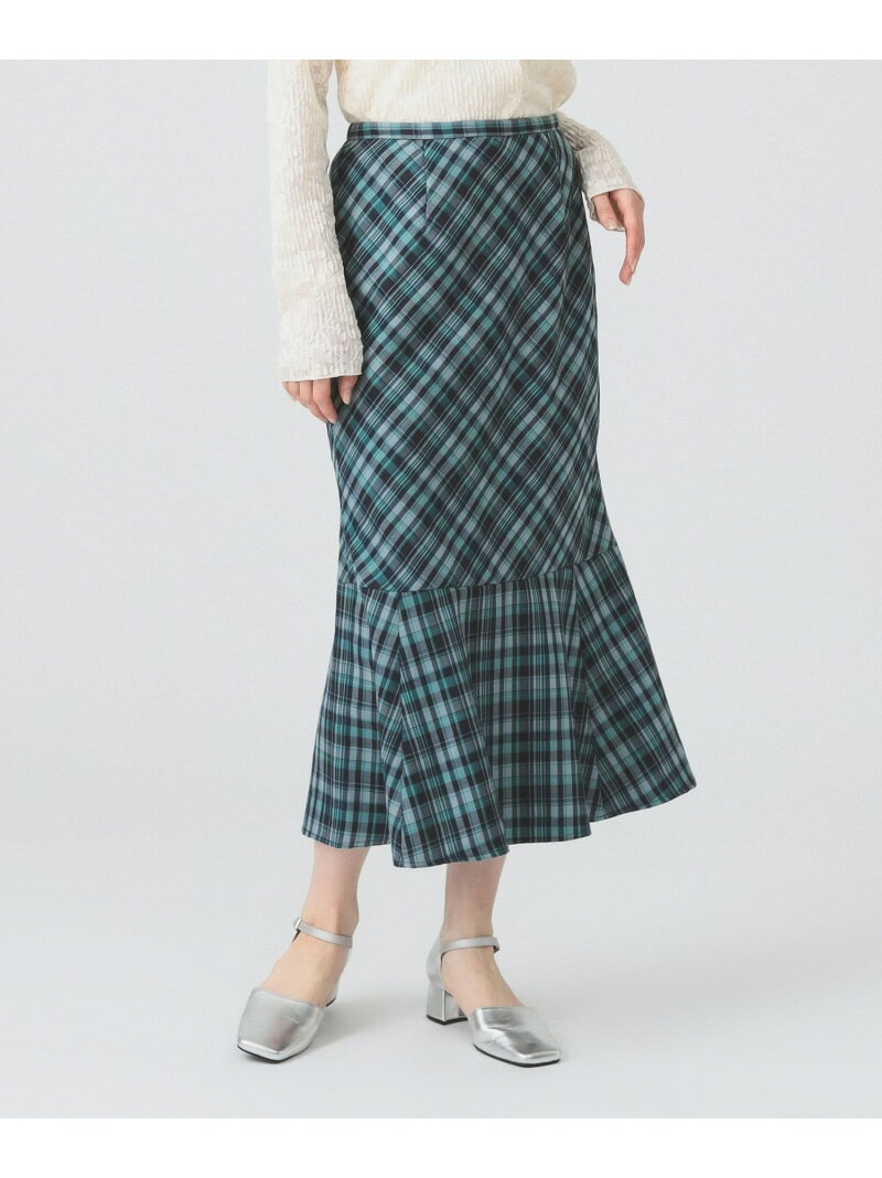 【SALE／50%OFF】チェック キリカエ マーメイド スカート Ray BEAMS ビームス ウイメン スカート ロング・マキシスカート ネイビー イエロー【RBA_E】【送料無料】[Rakuten Fashion]のサムネイル