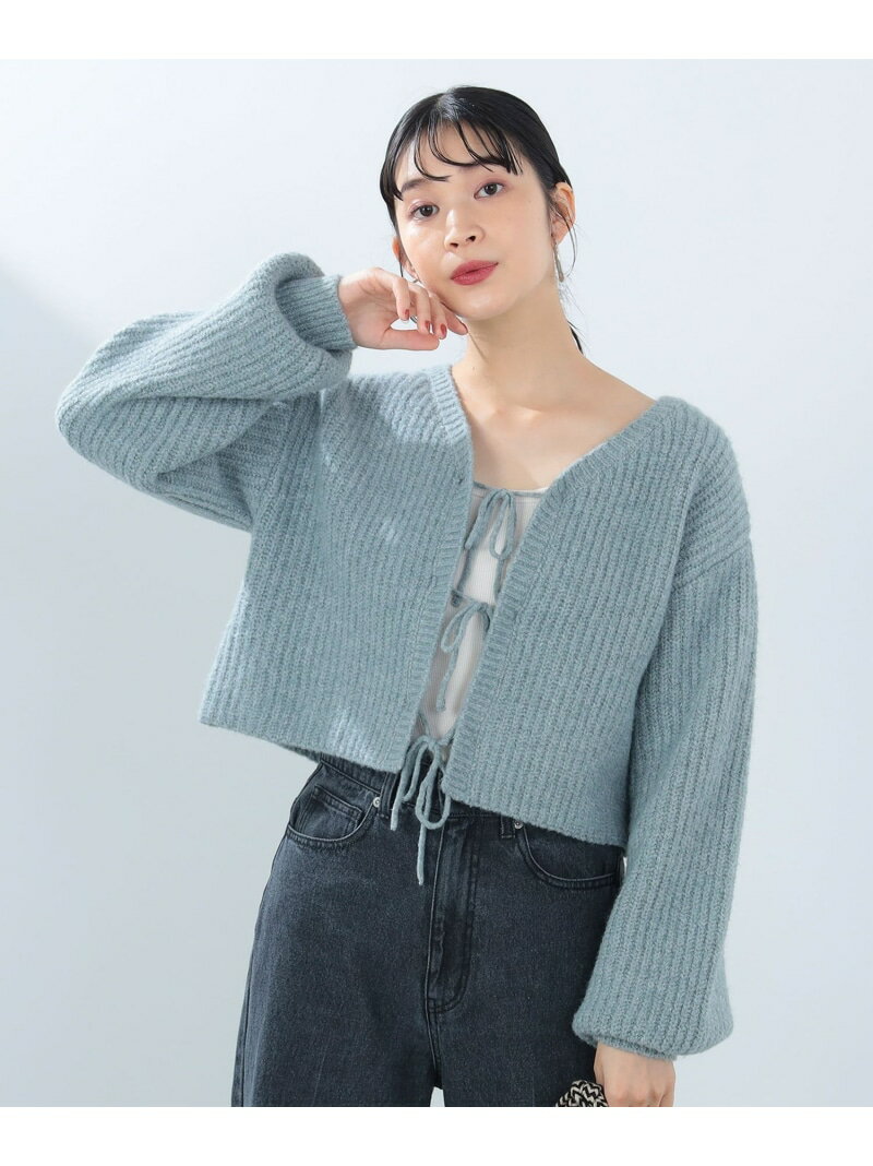【SALE／50%OFF】【秋まで使える】クロップド リボン カーディガン(手洗い可能) 25SS 長袖 BEAMS HEART WOMEN ビームス ハート トップス ニット ホワイト ブルー ベージュ【RBA_E】[Rakuten Fashion]のサムネイル