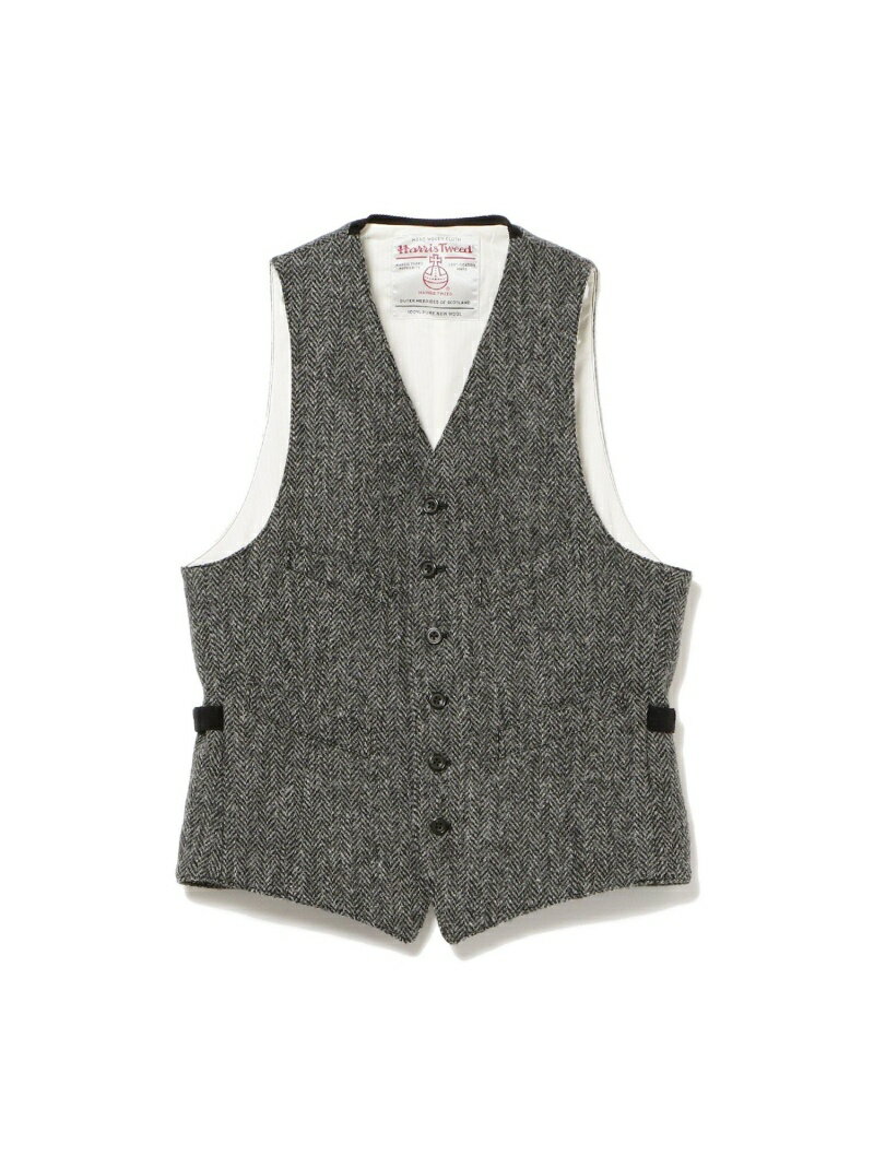BEAMS PLUS / ハリスツイード ベスト BEAMS PLUS ビームス メン トップス ベスト・ジレ ブラック グレ..