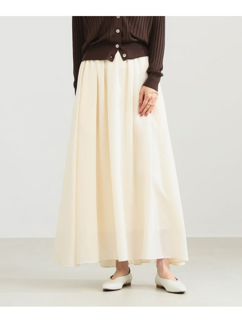 【SALE／30%OFF】【11/13新規値下げ】ポプリン ギャザースカート Demi-Luxe BEAMS デミルクス ビームス スカート その他のスカート ホワイト ブラウン【RBA_E】【送料無料】[Rakuten Fashion]