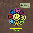 アイロンワッペン( お花ハートスマイル )( Mサイズ )