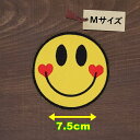アイロンワッペン ( 笑顔ハート スマイル )( Mサイズ )