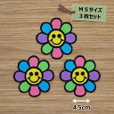 アイロンワッペン( 花スマイル ) ( MSサイズ ) 3個セット