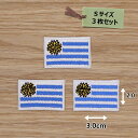 アイロンワッペン( ウルグアイ国旗 )(Sサイズ) 3個セット