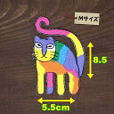 アイロンワッペン ( カラフル ねこ )(Mサイズ)