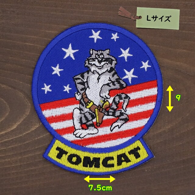 アイロンワッペン ( US戦闘機 TOMCAT )( 星条旗 ) (Lサイズ)