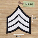 アイロンワッペン ( 階級章(3ライン) 黒/白) (Mサイズ)