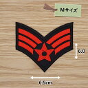 アイロンワッペン ( 階級章(星3ライン) 黒/赤) (Mサイズ)